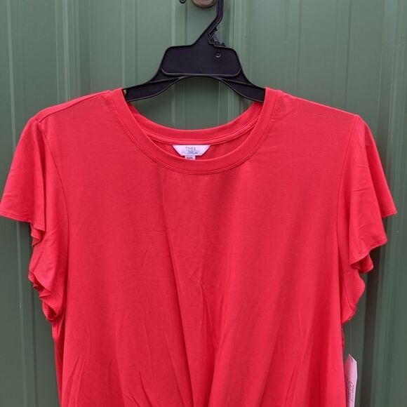 Women's Ultra Soft Relaxed Fit Twist Front Flutter Sleeve Top T-Shirt Size 3XL - Picture 2 of 9
